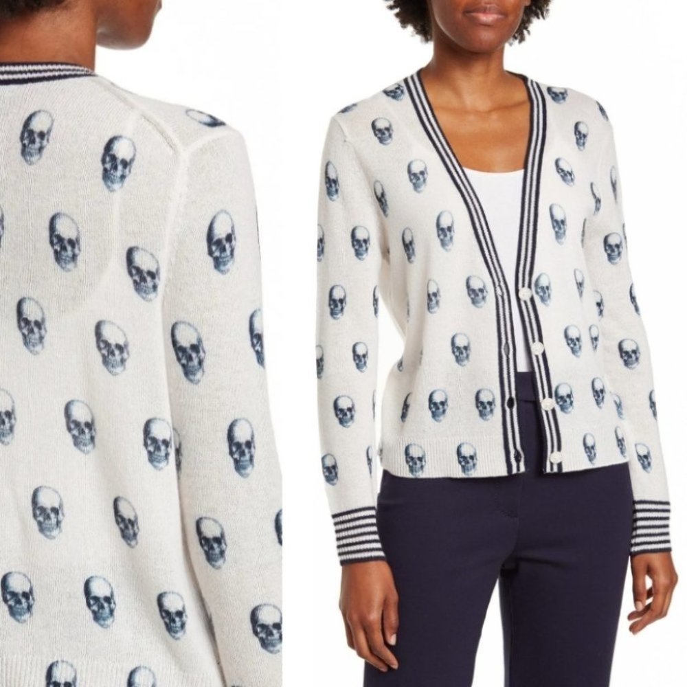 Nwt! 360 Cashmere Flo Cardigan Skull 100% Cashmere Size Small